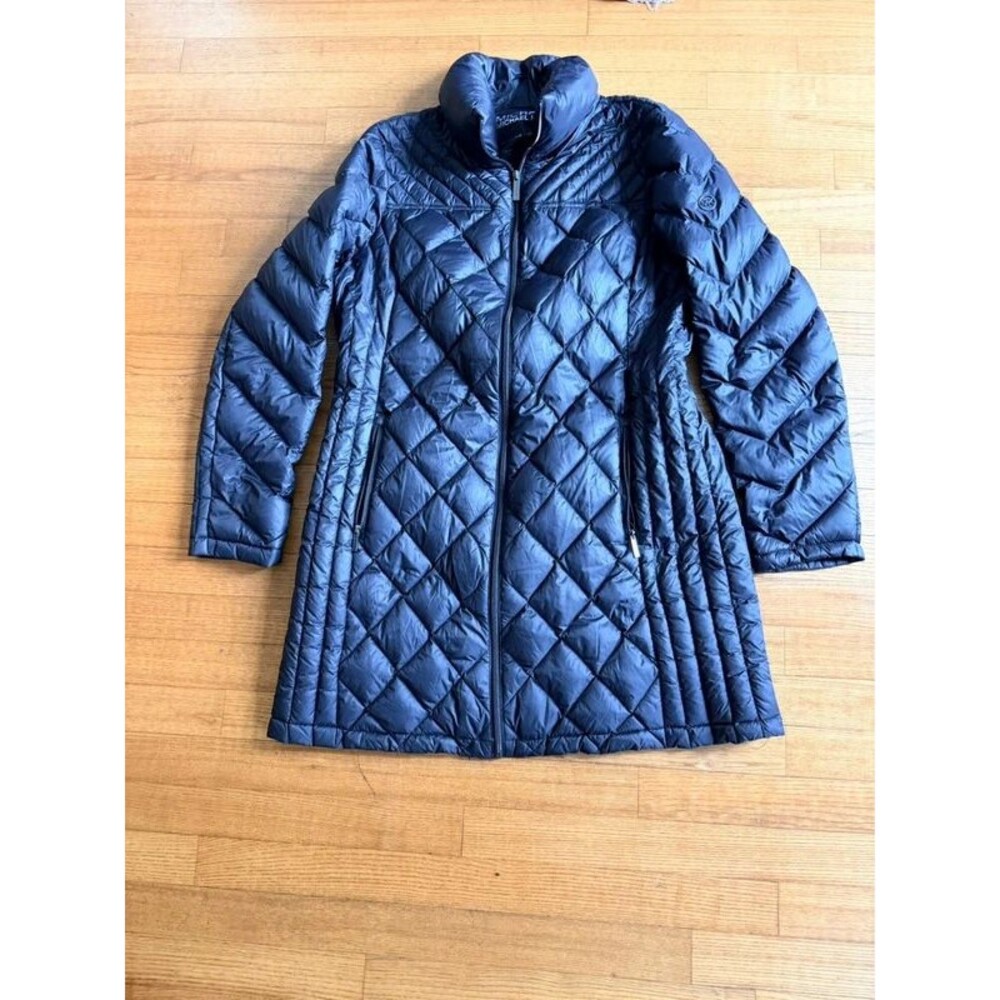 Michael Kors Womens Large Black Packable Down Quilted Coat Lightweight Jacket L